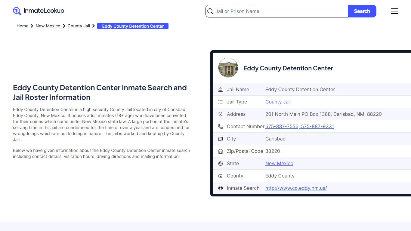 Eddy County Detention Center (NM) Inmate Search and Jail Roster Information